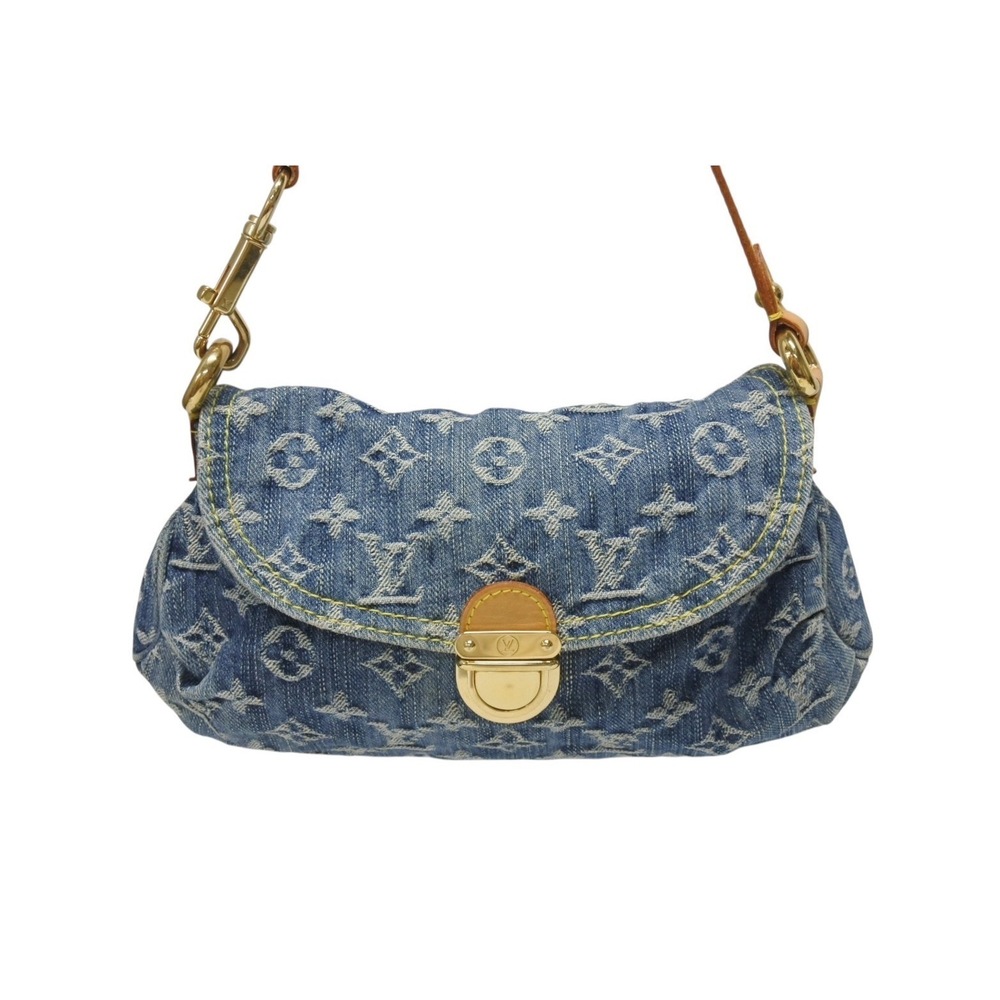 Louis Vuitton denim blue leather Monogram handbag Pleaty